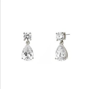 ROUND & PEAR CZ DROP EARRINGS